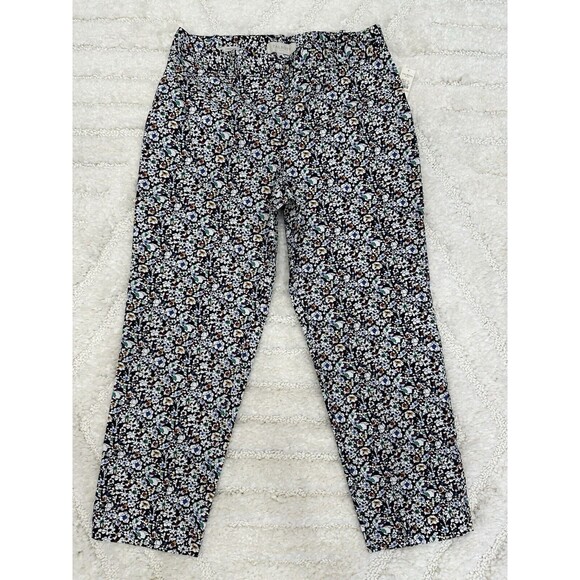 Talbots Signature Crop Chino Pants 8 Women's Blue Ditsy Floral Navy Casual NEW - Picture 3 of 10
